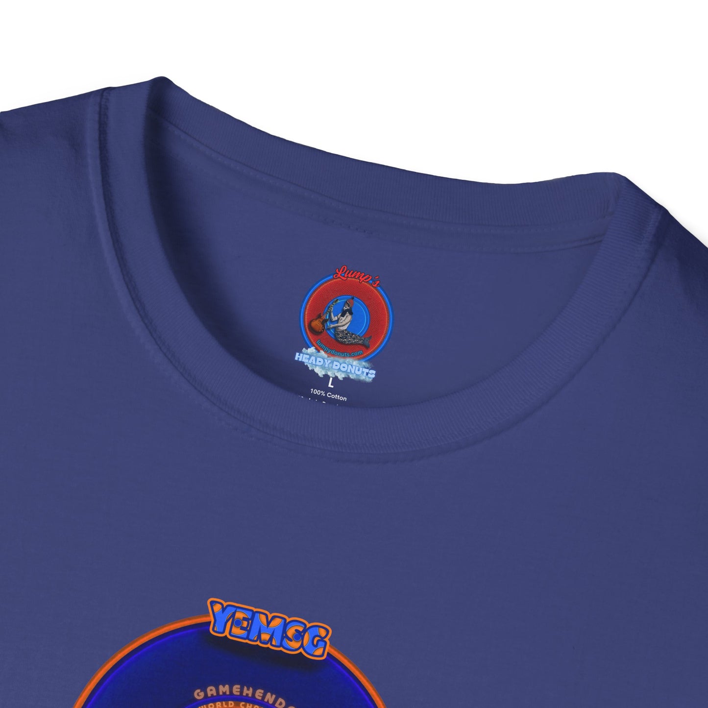 Classic Donut Tee - Unisex Soft-Style - "Diedrich Knickerbocker's Donut" - vivid blue/orange donut - variant 1