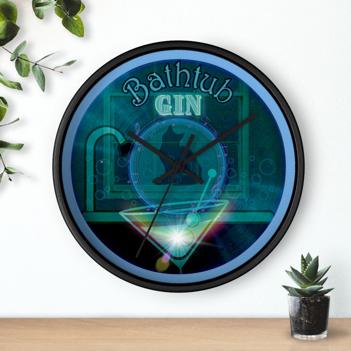 Lumpy Wall Clock - "Wendy's Preferred Donut" - dark teal vivid donut w/light blue background