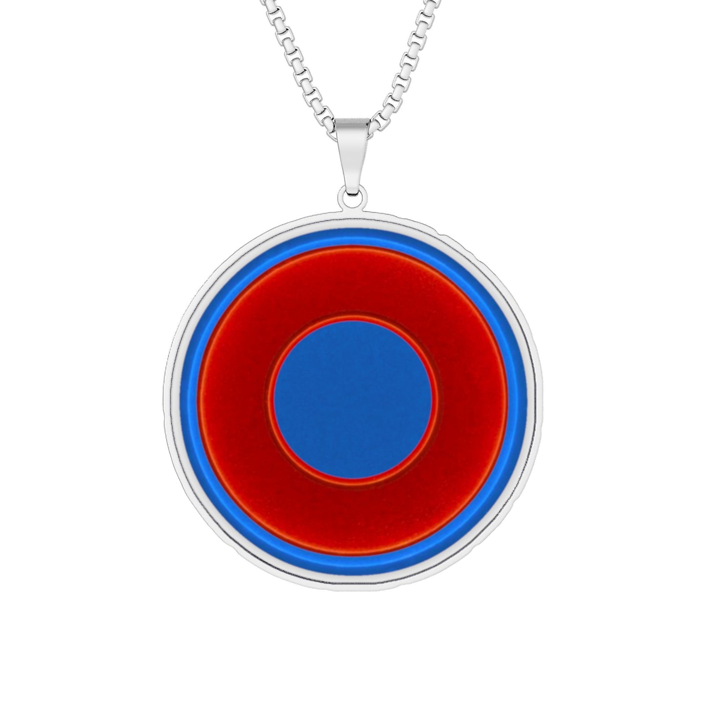 Lump's Heady Donut Necklace - 1" x 1" Stainless Steel Pendant - "Abstract Plain Vivid Donut" - vivid red/blue donut