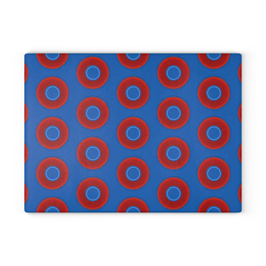 My Friend's Cutting Board - vivid red donuts w/dark royal blue background