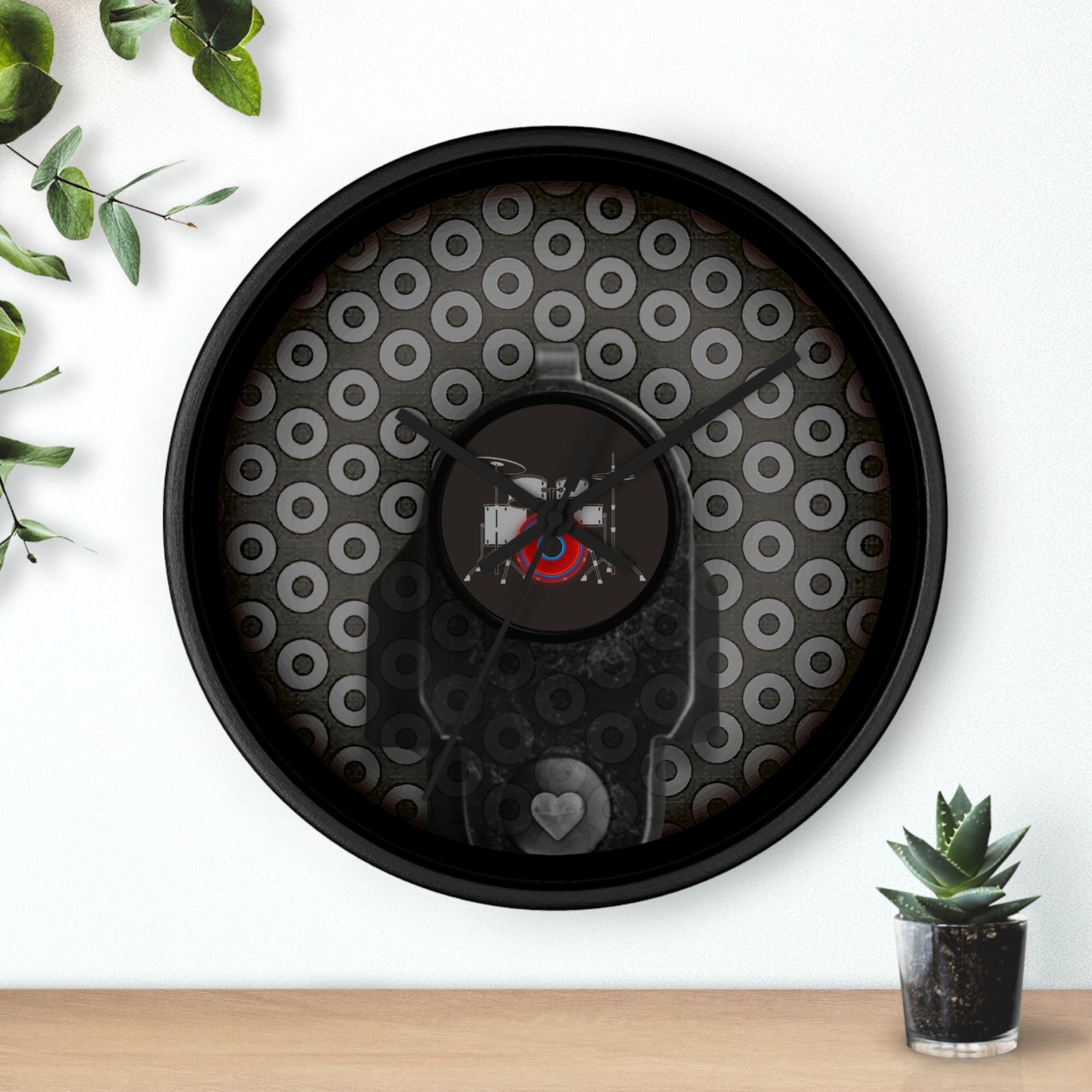 Lumpy Wall Clock - "Life Saving Donut" - gray/black paradoxical donut w/black background