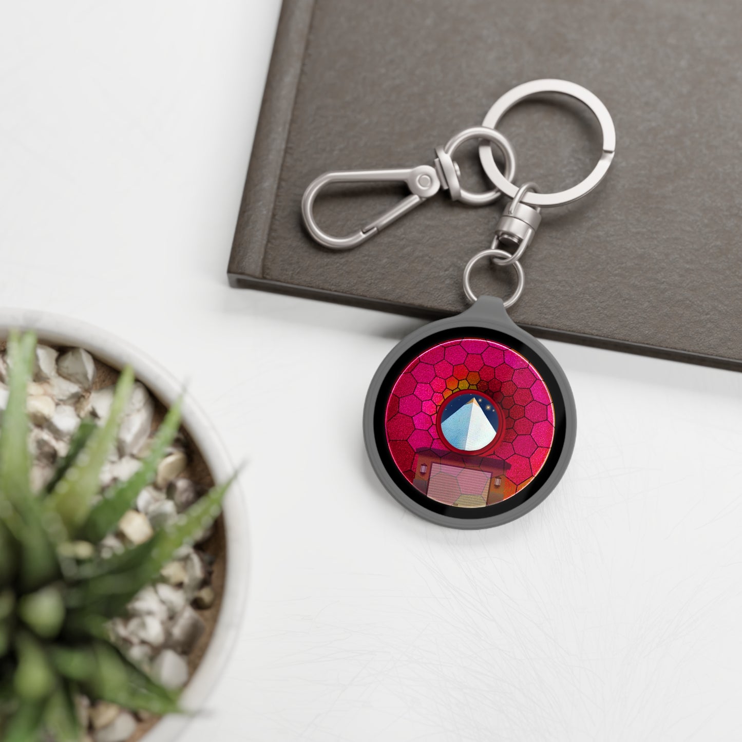 Copy of Lumpy Donut Keychain - "Limestone Donuts so Large" - series 1.0 - variant 8 - magenta hexadonut w/garage
