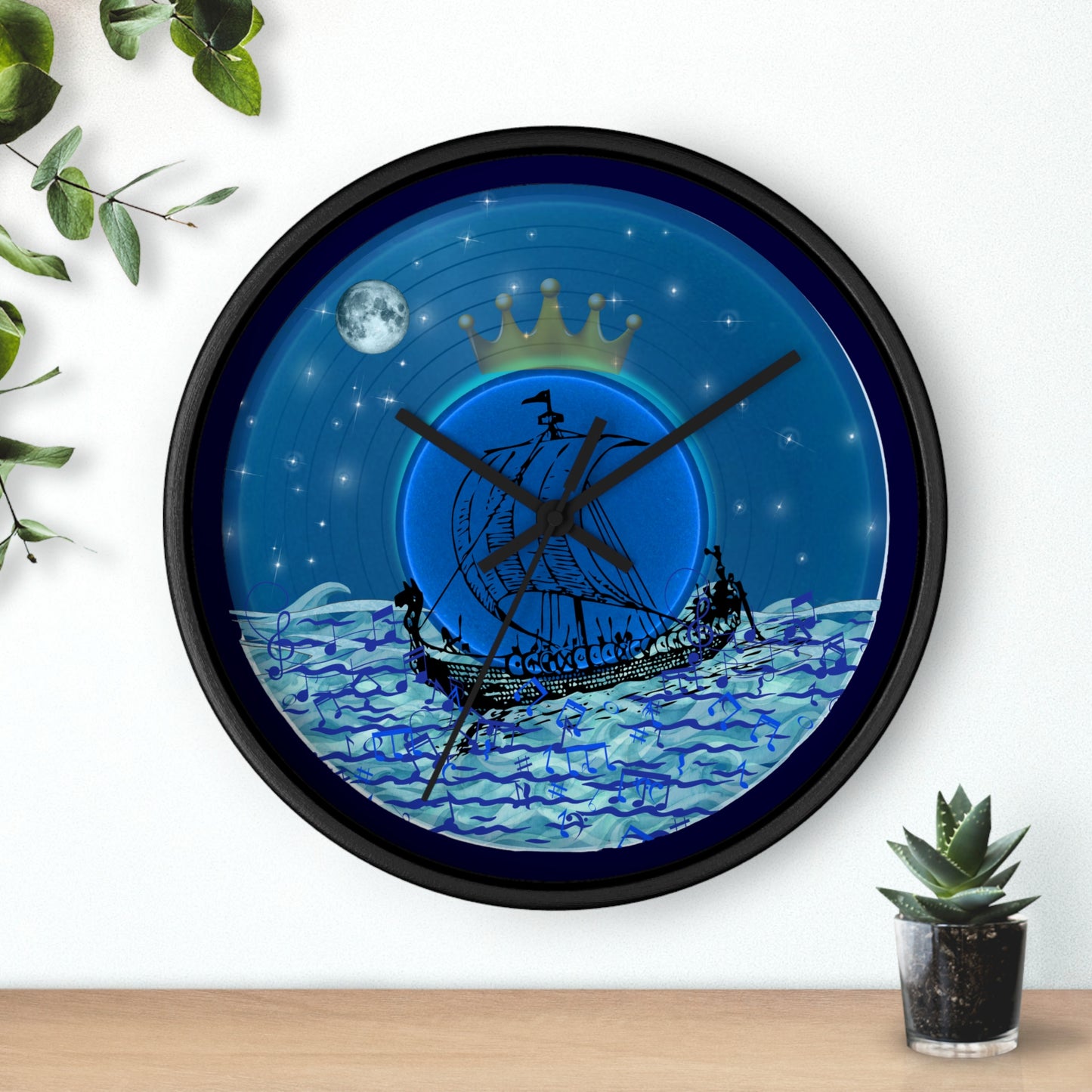 Lumpy Wall Clock - "The Official Donut of the Prince" - blue vivid donut w/midnight blue background