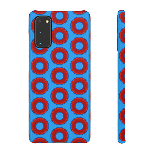Lumpy Donut Snap Case - red vivid donut print w/sky royal blue background