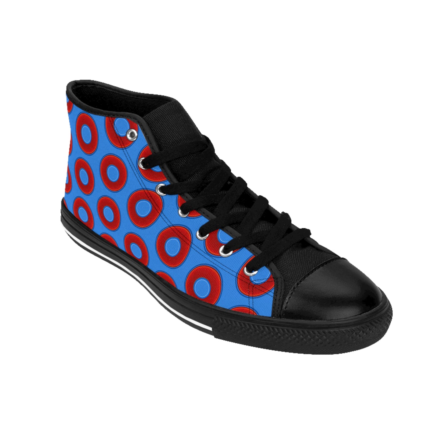Cushiony Convectors - High Tops - red vivid donuts w/light royal blue background