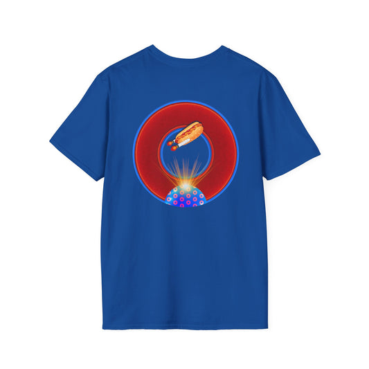 Classic Donut Tee - Unisex Soft-Style - "Viva Las Vegas Donut" - vivid red donut w/raw dogger - variant 3