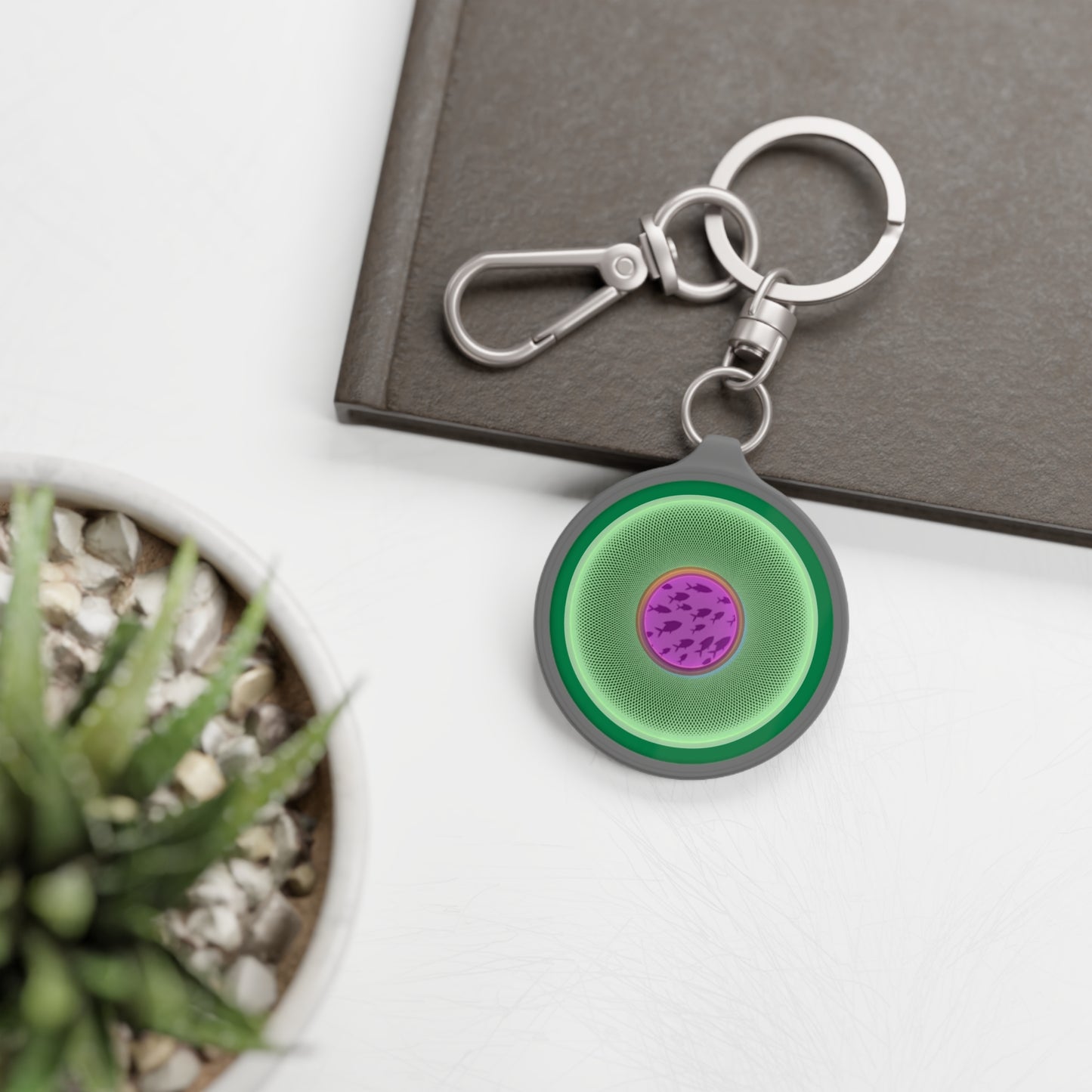 Lumpy Donut Keychain - "Swimming By" - series 1.0 - variant 3 - pastel green donut