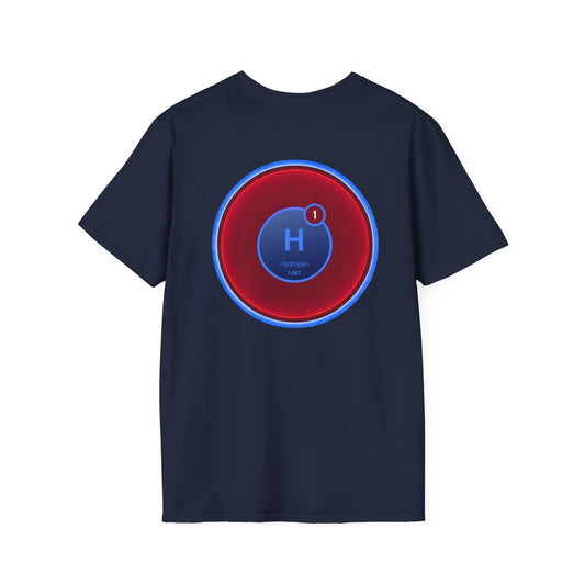 Classic Donut Tee - Unisex Soft-Style - "I am 10% Hydrogen Tee" - vivid red/light blue donut