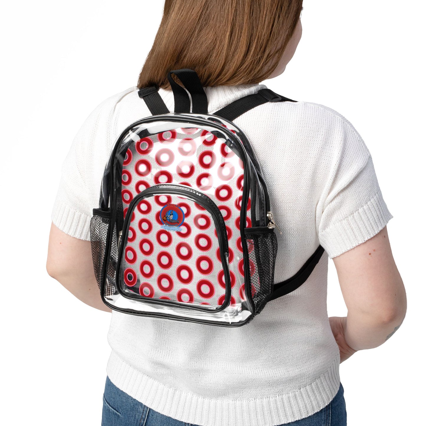 Lumpy Clear Pack/Concert Buddy - Plain Rustic Donut Print - red/magenta