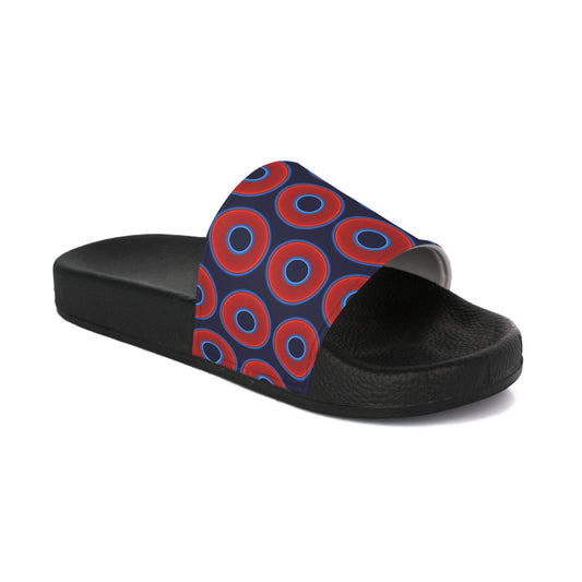Lumpy Sandals - slip-ons - red vivid donuts w/midnight blue background