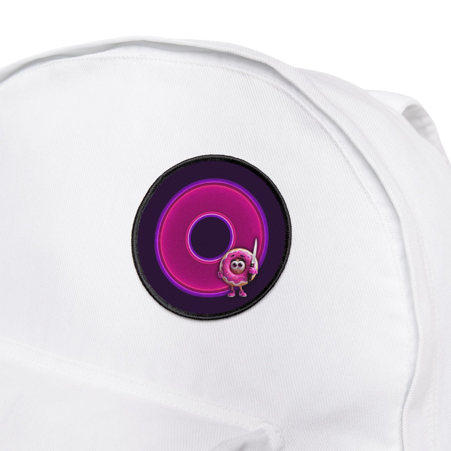 Iron-On Donut Patch - "My Phriend the Donut's Patch" - vivid magenta donut - variant 3