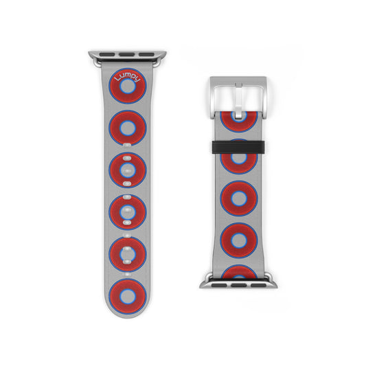 Lumpy Donut Wristband - compatible w/apple watch - red vivid donuts w/light gray background
