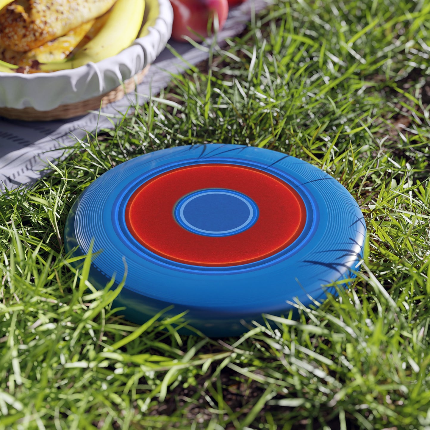 Lumpy Wham-O Donut Frisbee - "Plain Vivid Donut Phrisbee" - red/royal blue