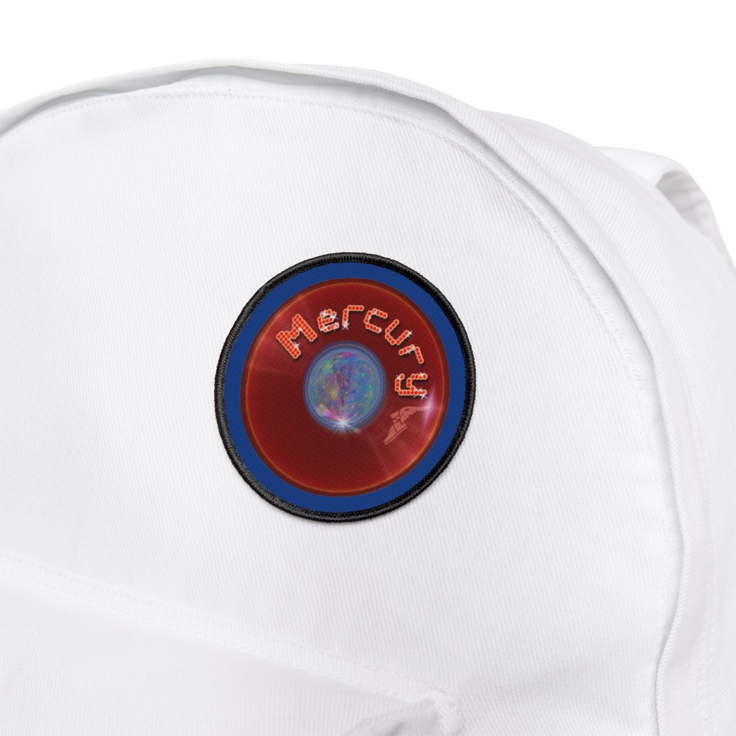 Iron-On Donut Patch - "Donuts of the Gods - Mercury Edition" - series 1.0 - variant 5 - red record donut