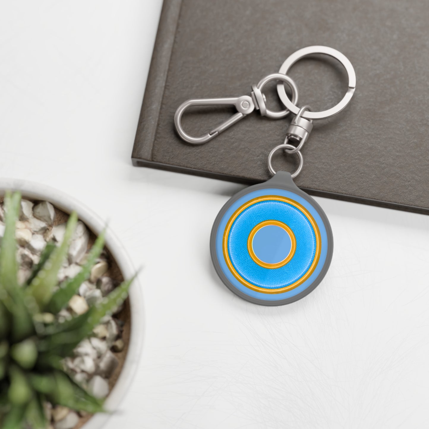 Lumpy Donut Keychain - "Plain Blue Donut" - series 1.0 - light blue rustic donut