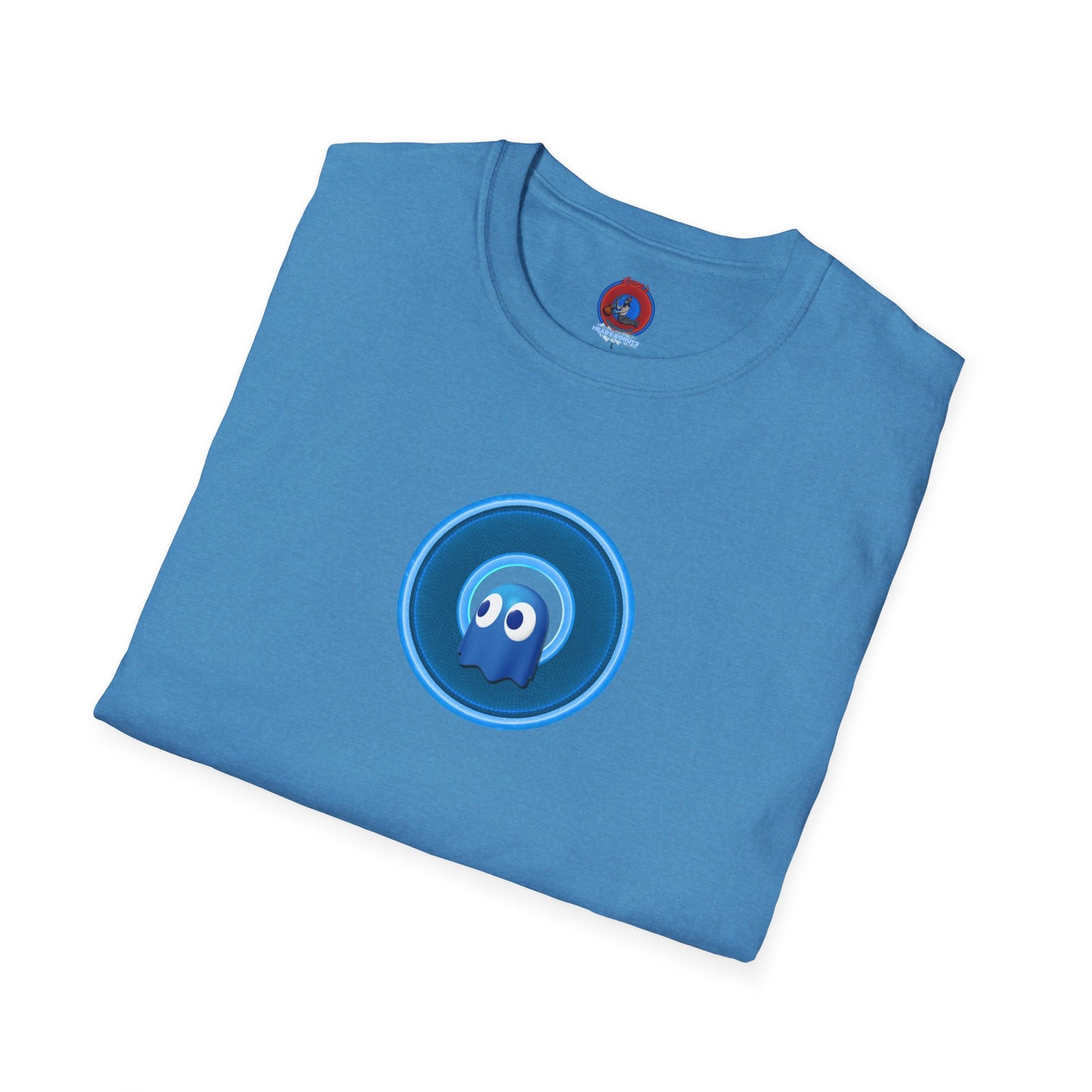 Classic Donut Tee - Unisex Soft-Style - "The Story of the Donut - a Ghostly Good Time" - variant 2 - blue/light blue rustic donut