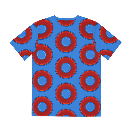 Multi-Beastie Giant Donut AOP Polyester Tee - red vivid donut print w/light royal blue background