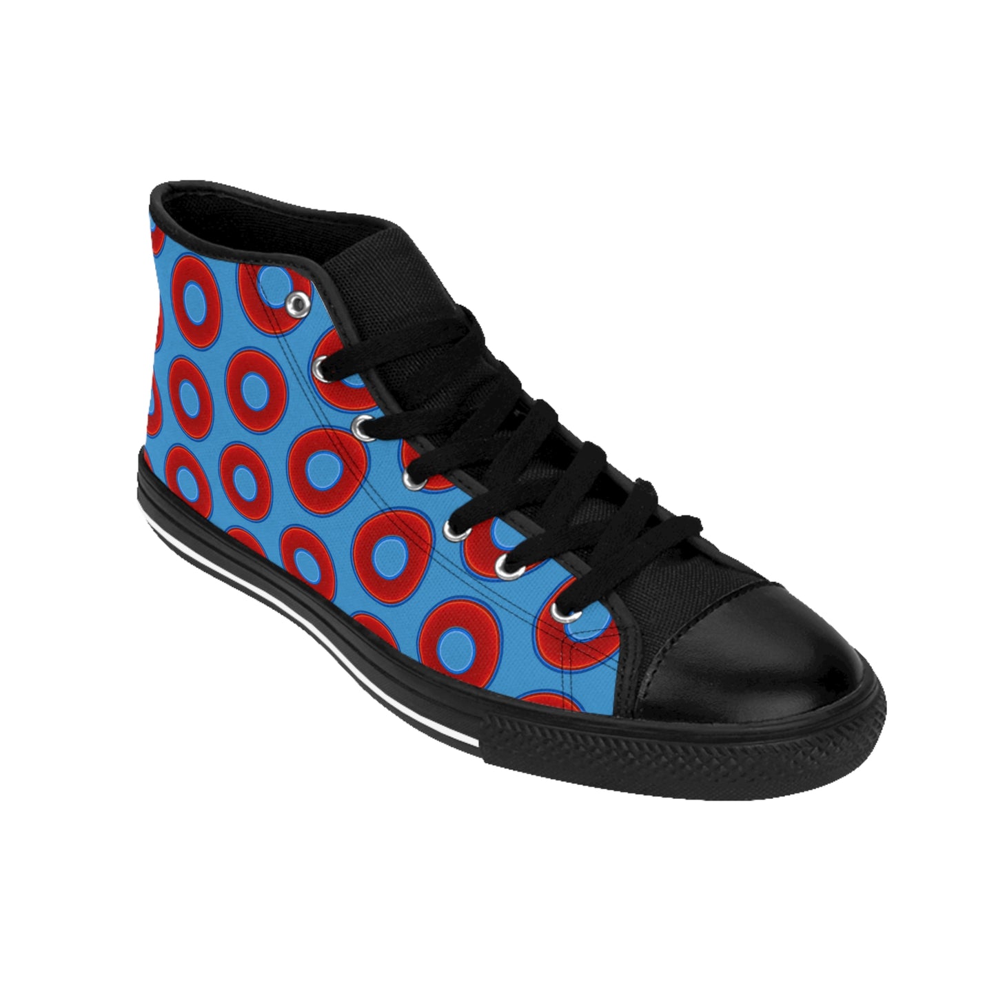 Cushiony Convectors - High Tops - red vivid donuts w/light steel blue background