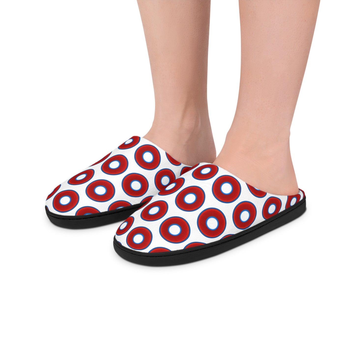 Men's Lumpy Slippers - red vivid donut print w/white background