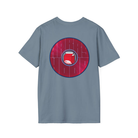 Classic Donut Tee - Unisex Soft-Style - "Harry Left His Donut Shirt" - series 1.0 - variant 2 - red/magenta donut - w/milk