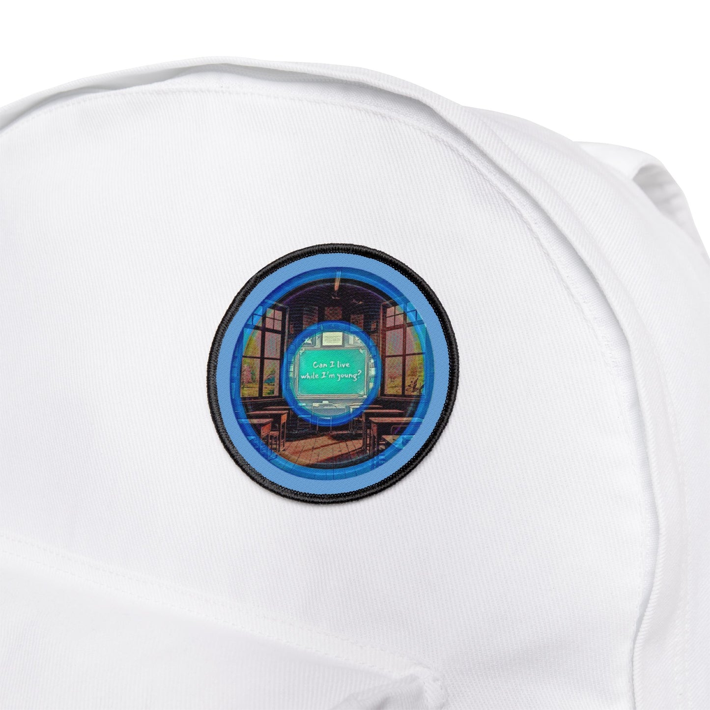 Iron-On Donut Patch - "The Torturous Donut Patch" - rustic red/blue pic donut