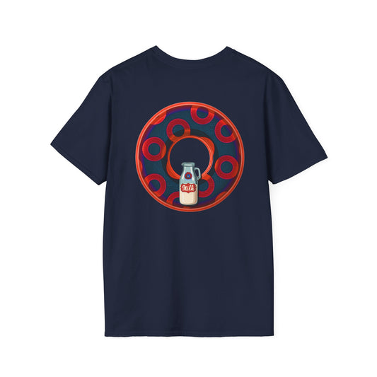 Classic Donut Tee - Unisex Soft-Style - "Wooked Cream - YEMSG Donut " -purple/red rustic paradox donut - variant 3