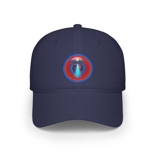 Lumpy Donut Baseball Cap - "They Serve Donuts on the Mothership Now" - variant 1 - rustic red donut w/