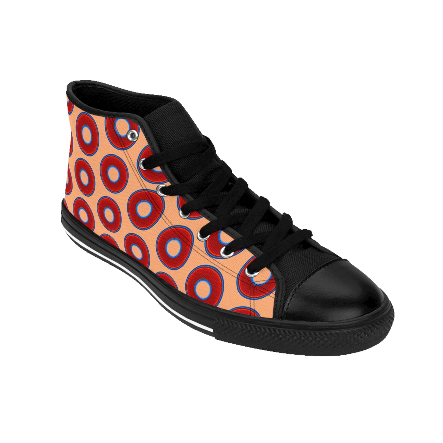 Cushiony Convectors - High Tops - red vivid donuts w/peach background