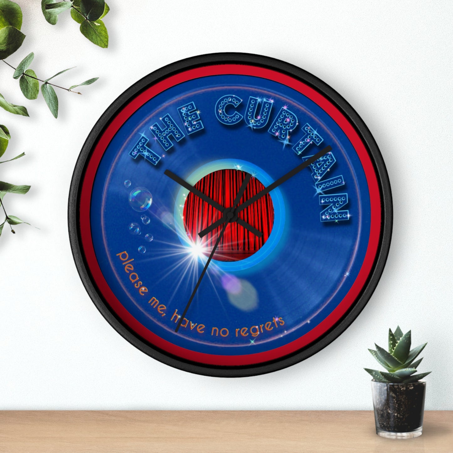 Lumpy Wall Clock - "The Official Donut W/O" - variant 1 - vivid blue donut w/dark red background