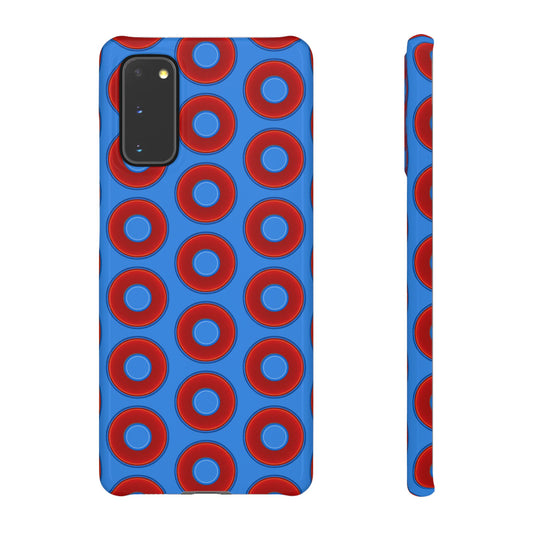 Lumpy Donut Snap Case - red vivid donut print w/light royal blue background