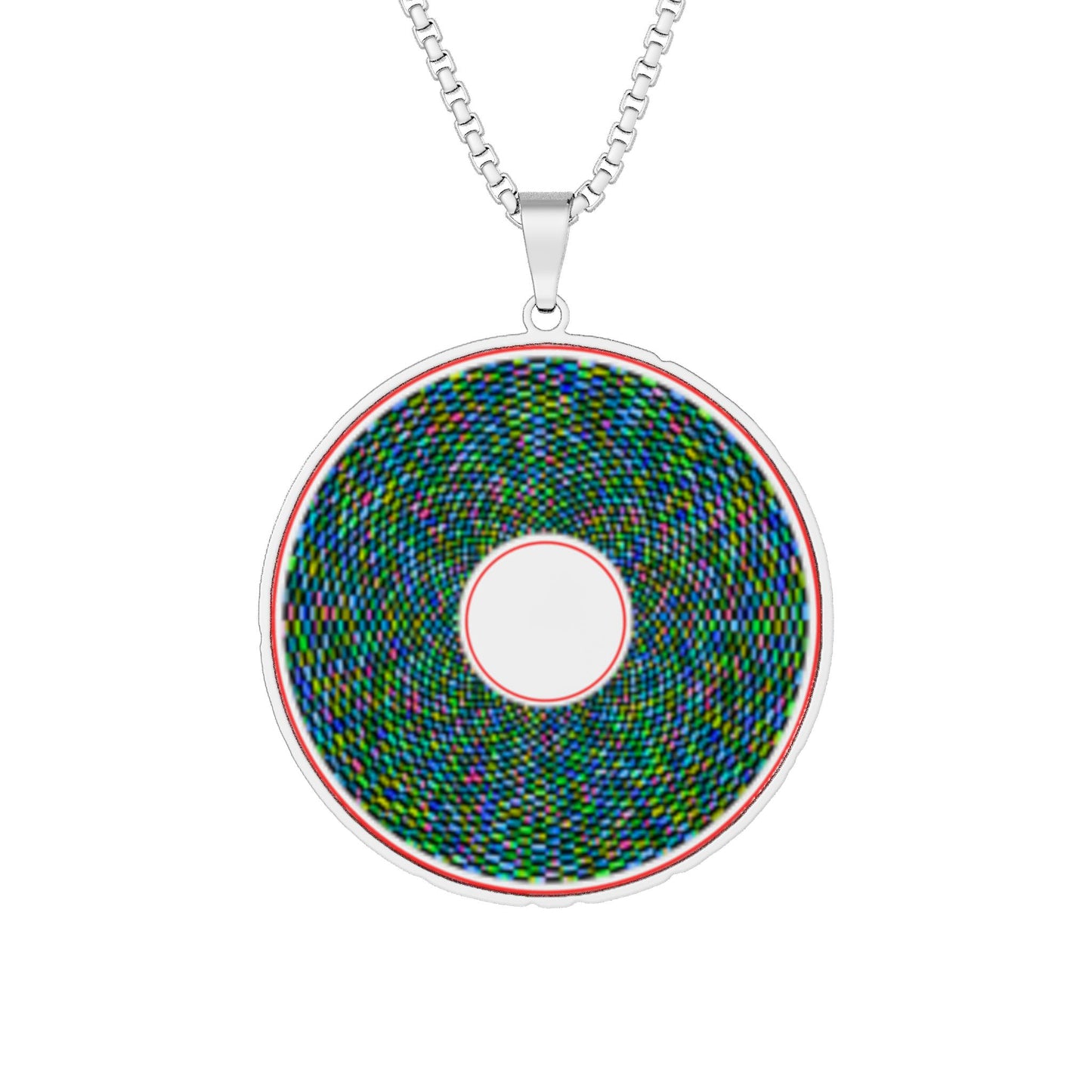 Lump's Heady Donut Necklace - 1" x 1" Stainless Steel Pendant - "Plain Pixilated Donut" - multi-colored pixilated donut - variant 2