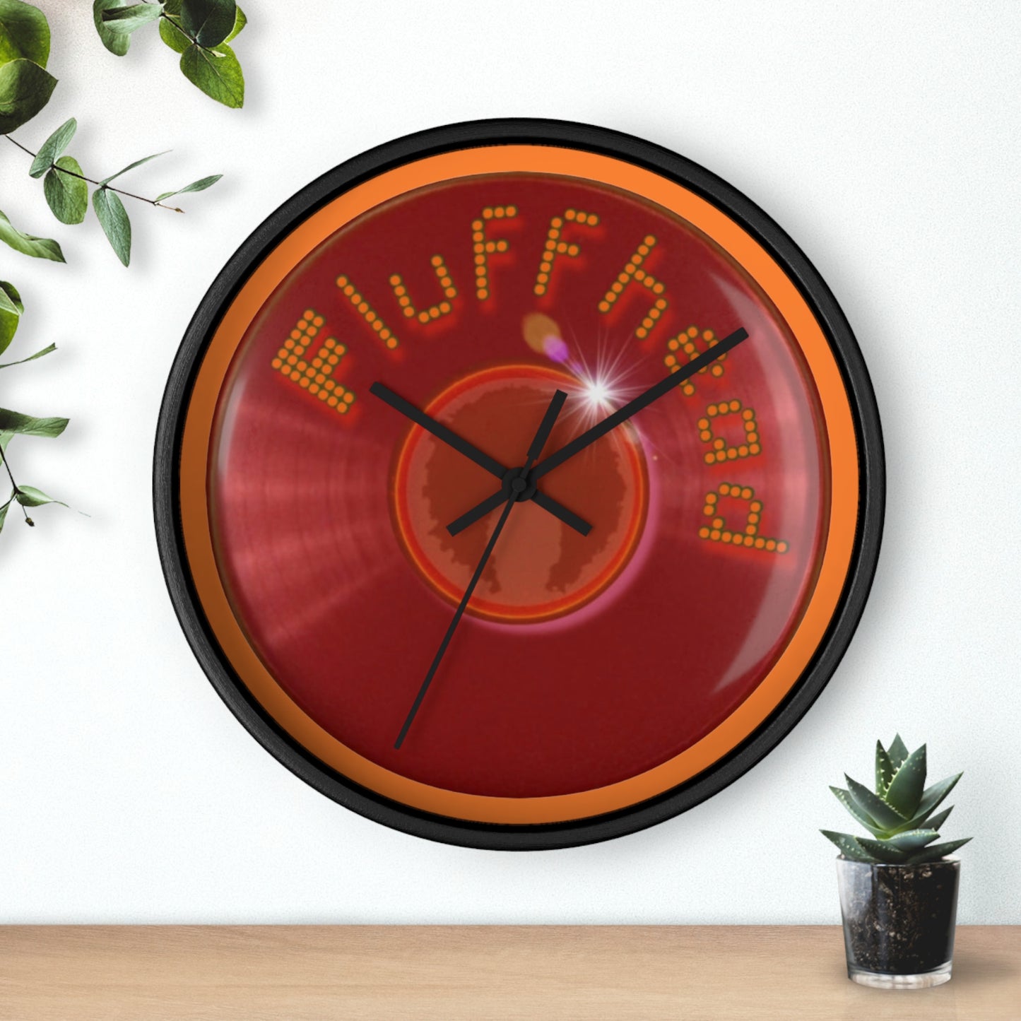 Lumpy Wall Clock - "The Fluffernutter Donut Clock" - red vivid donut w/light orange background