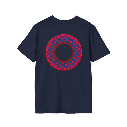 Classic Donut Tee - Unisex Soft-Style - "Vivid Donut inside a Paradox Donut" - blue/red electric paradox donut - variant 2 w/hole