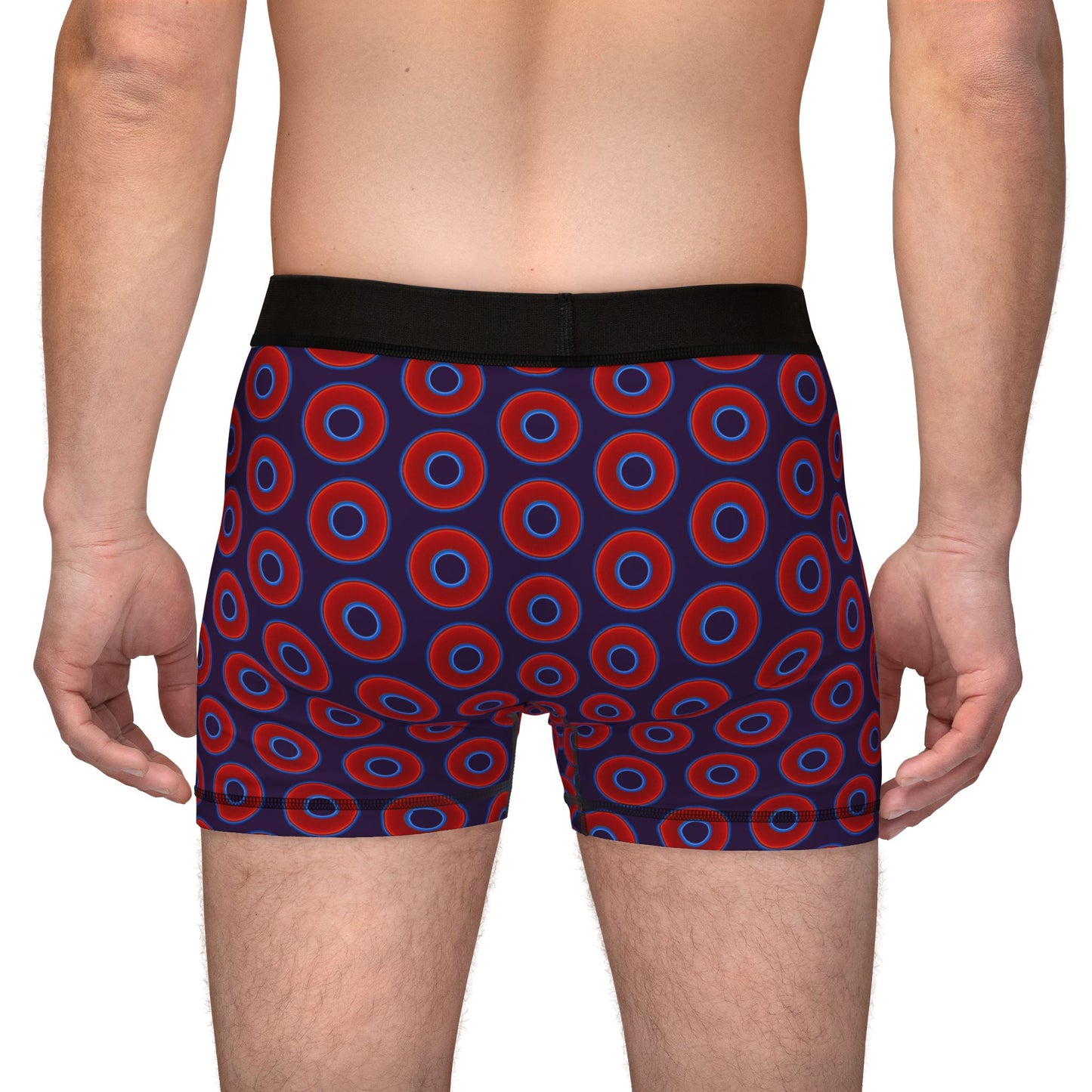 Men's Donut Boxers - red vivid donuts w/midnight purple background