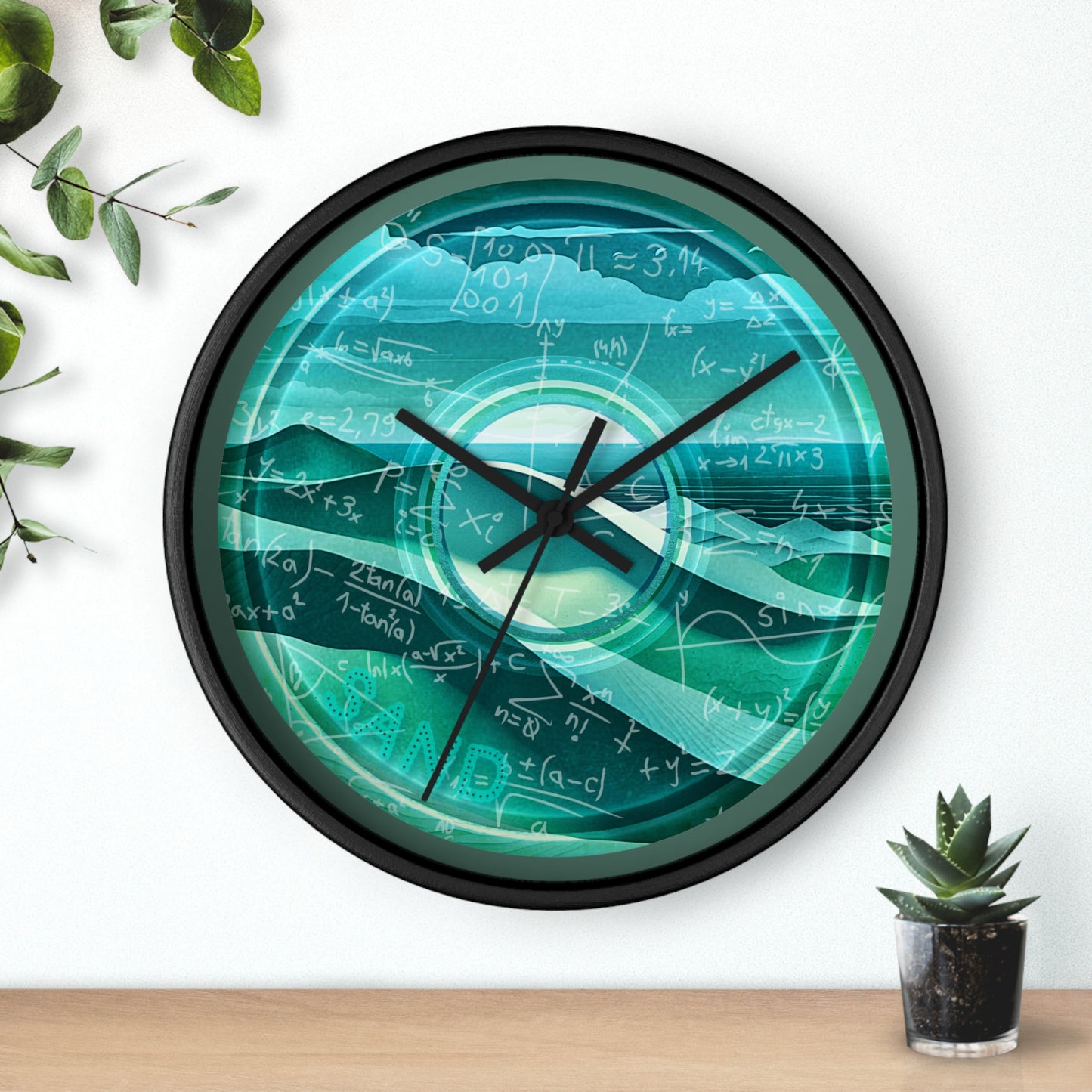 Lumpy Wall Clock - "The Equating Donut Clock" - vivid dark teal donut w/Fenway green background