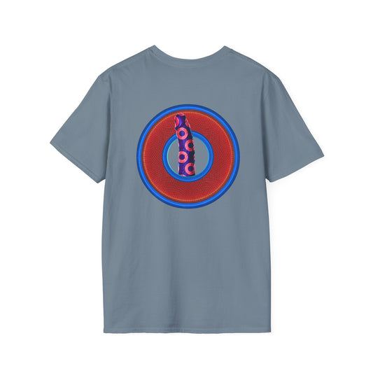 Classic Donut Tee - Unisex Soft-Style - "Sir Richard's Phamous Donut" - series 1.0 - variant 1 - red/blue paradox donut