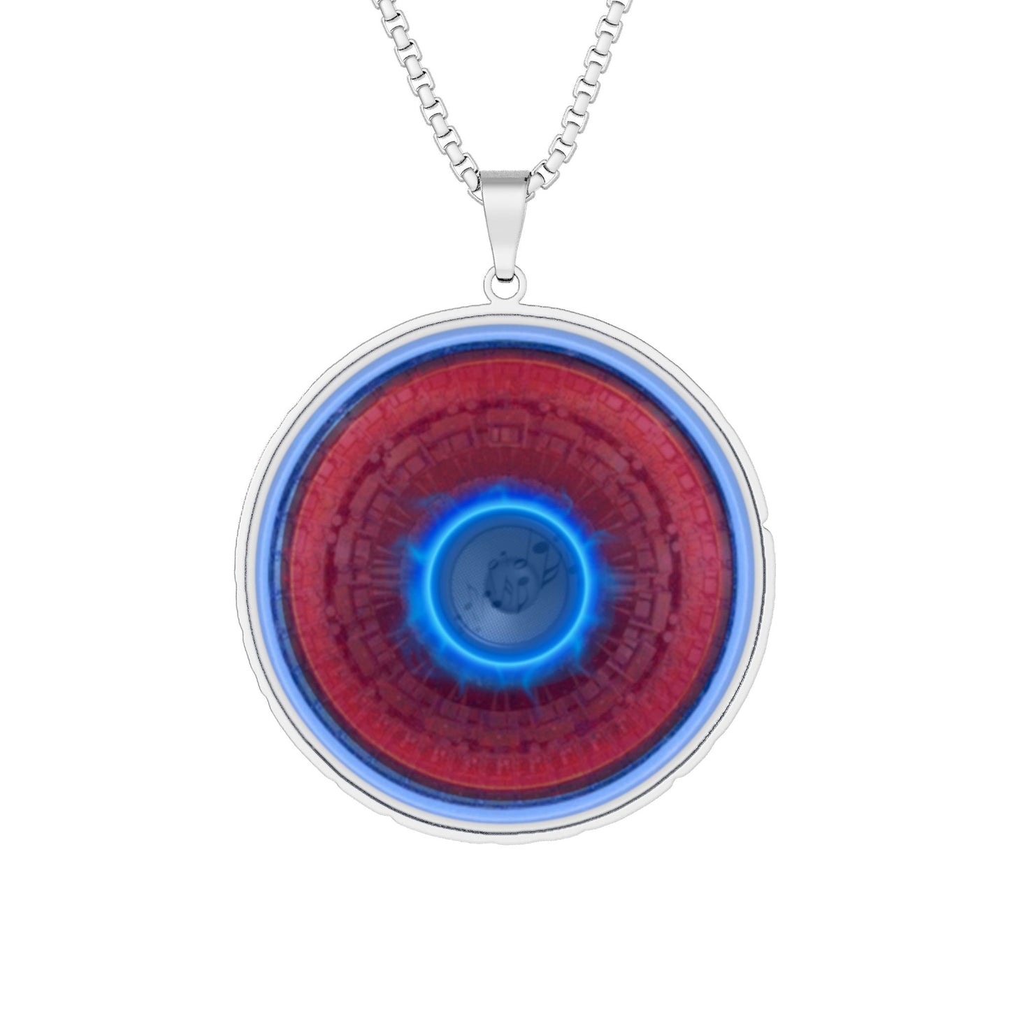 Lump's Heady Donut Necklace - 1" x 1" Stainless Steel Pendant - "Homer's Perfect Donut" - vivid red tube donut - variant 1