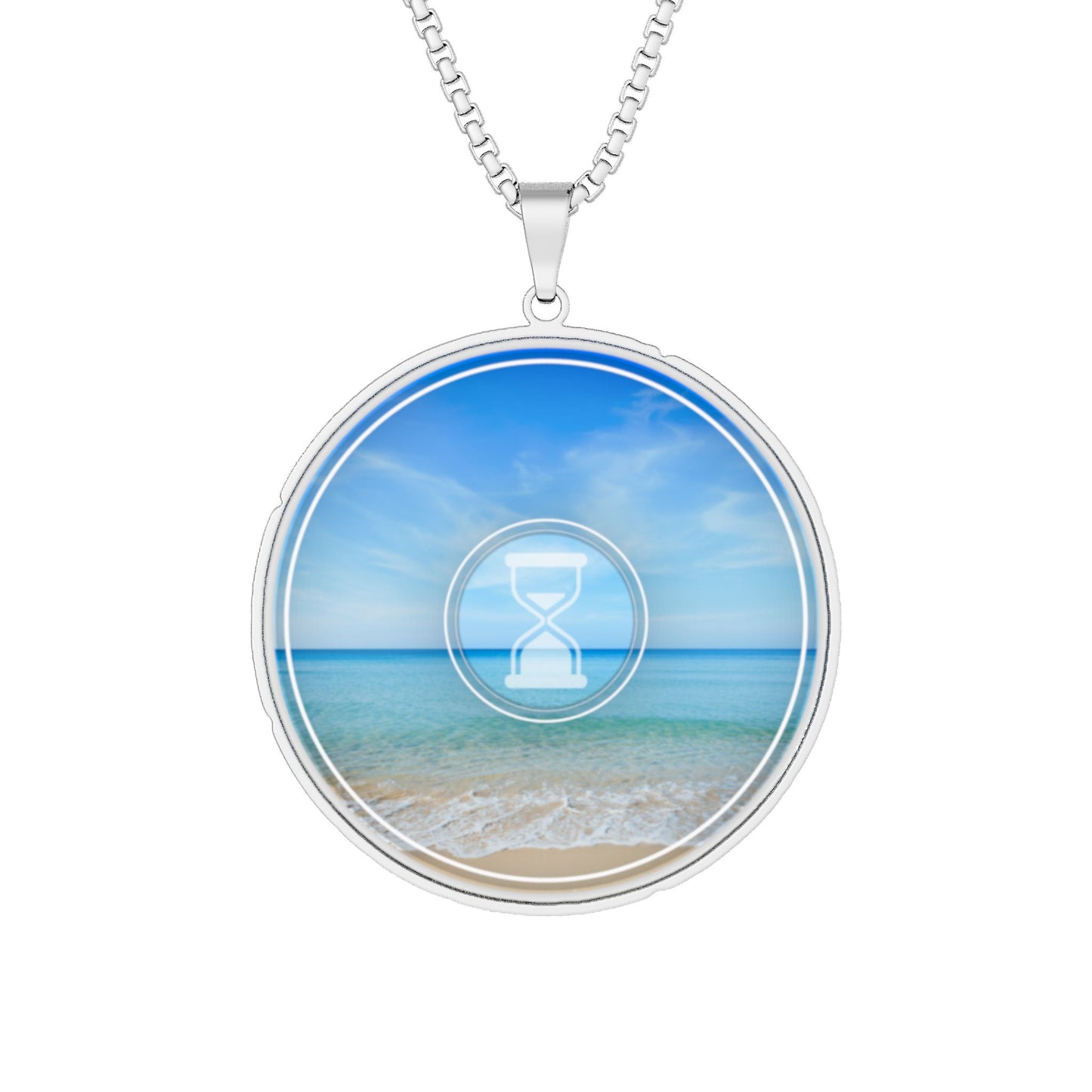 Lump's Heady Donut Necklace - 1" x 1" Stainless Steel Pendant - "Sandy Donut Pendant" - ocean donut - variant 1
