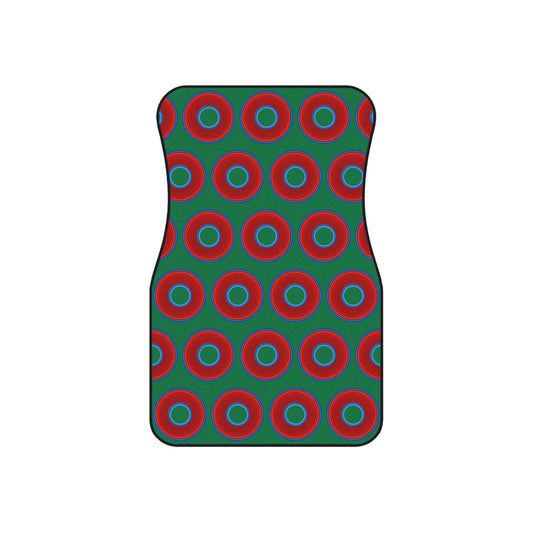 Contacted Car Mats - Set of 2/Front - vivid donut print w/green background