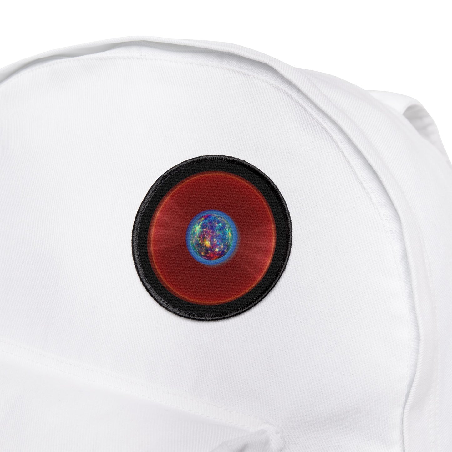 Iron-On Donut Patch - "Donuts of the Gods - Mercury Edition" - series 1.0 - variant 6 - red record donut