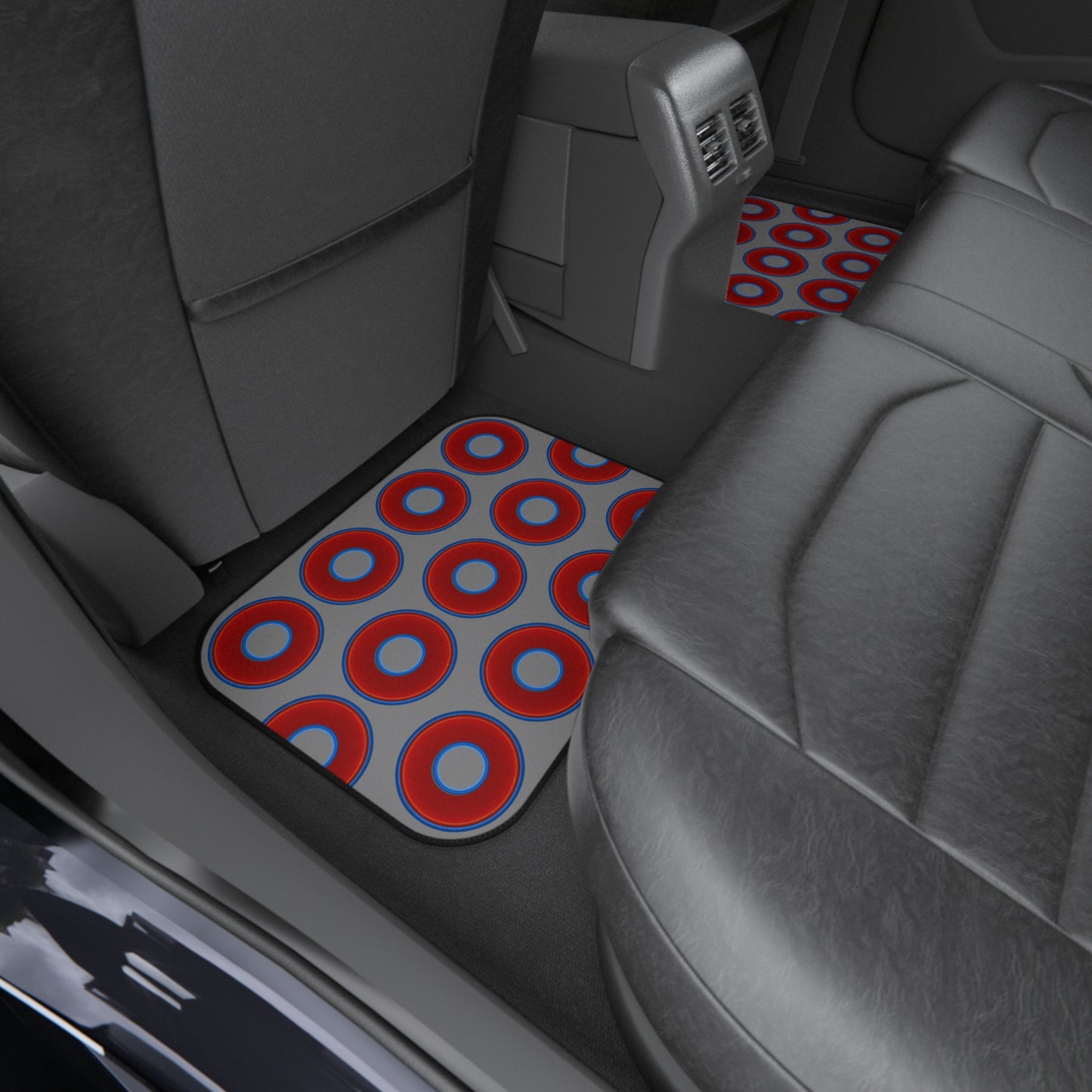 Contacted Car Mats - vivid donut print w/gray background