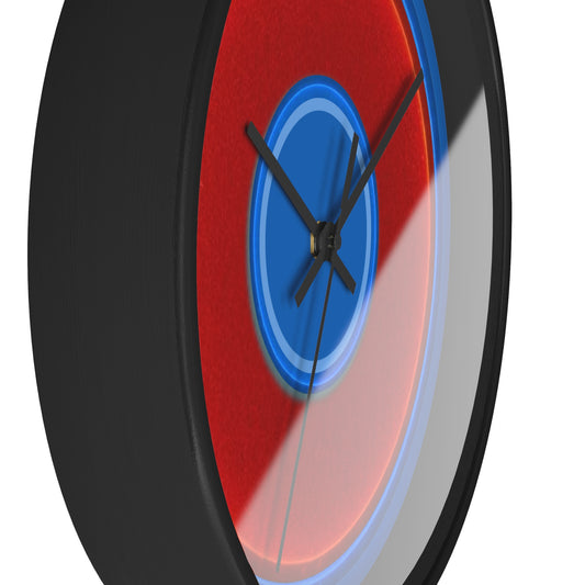 Lumpy Wall Clock - red vivid donut - variant 1 w/dark royal blue background