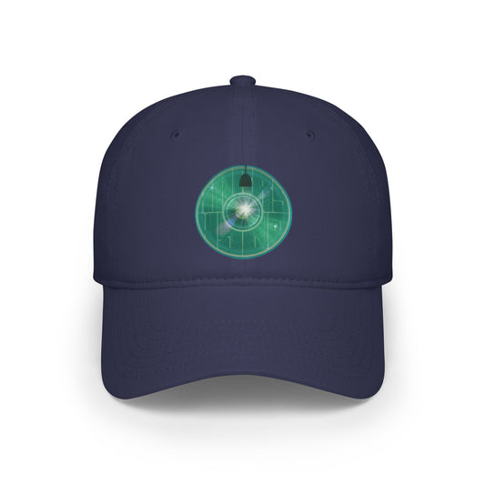 Lumpy Donut Baseball Cap - "Harry Hoodlum Donut Cap" - variant 3 - vivid green blue donut w/light & words