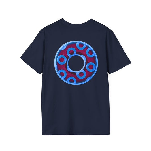 Plain Donuts/Unisex Soft-Style - "Plain Rustic Paradoxical Donuts" - light blue/burgundy donuts