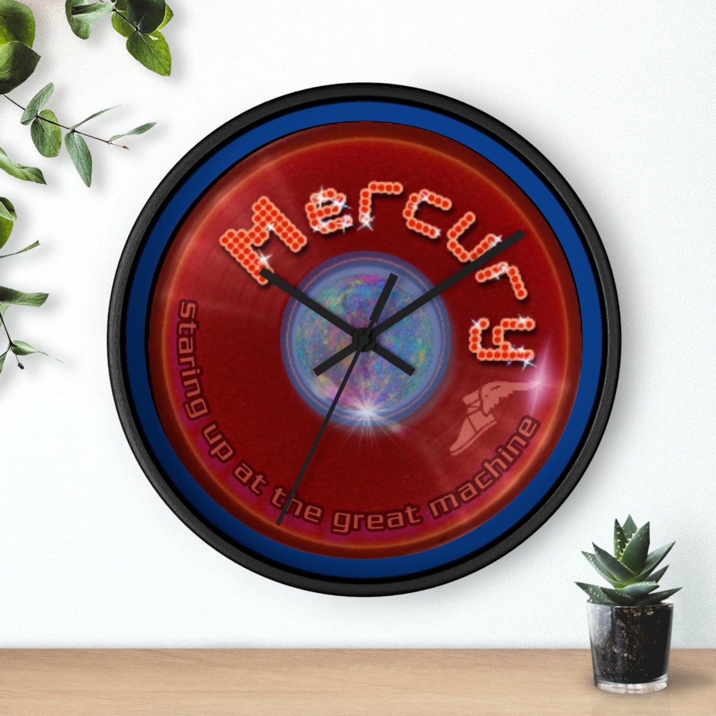Lumpy Wall Clock - "Donuts of the Gods" - variant 3 - red vivid donut w/dark blue background