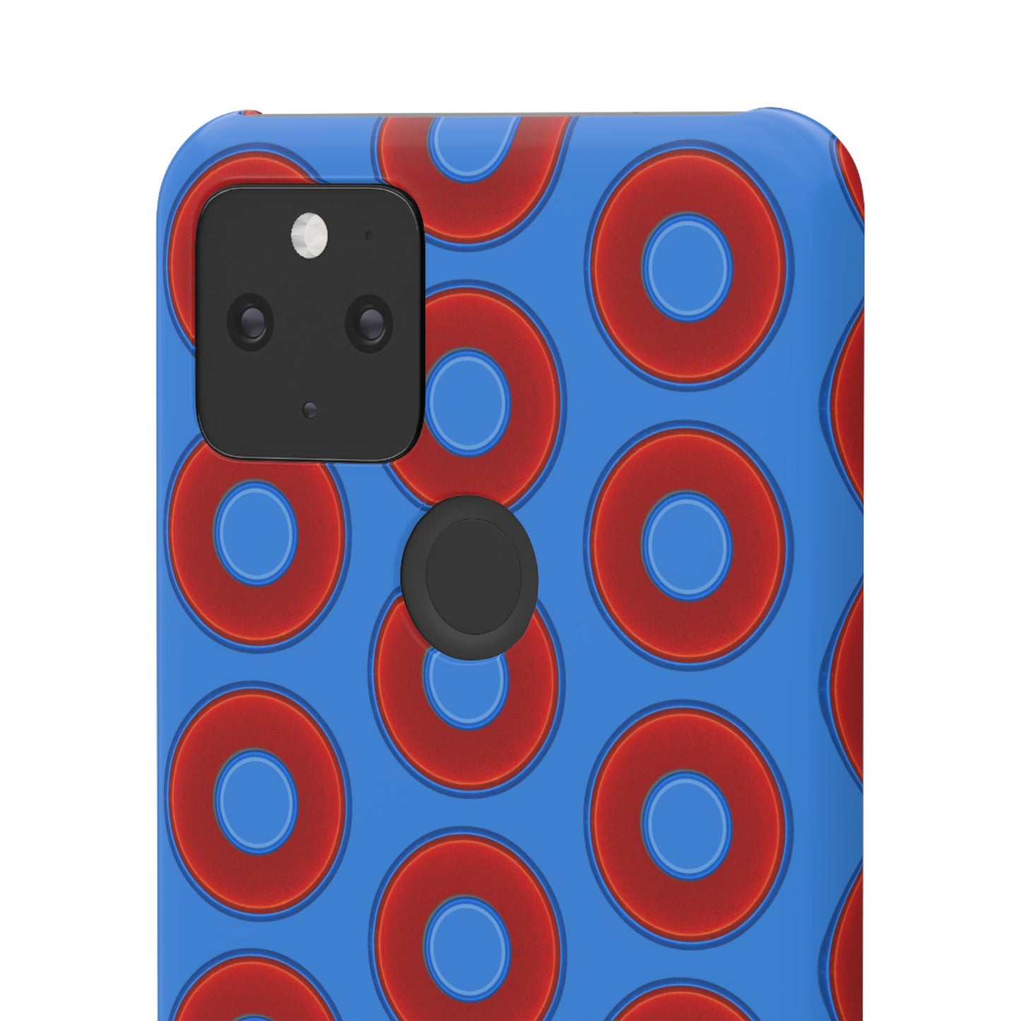 Lumpy Donut Snap Case - red vivid donut print w/light royal blue background