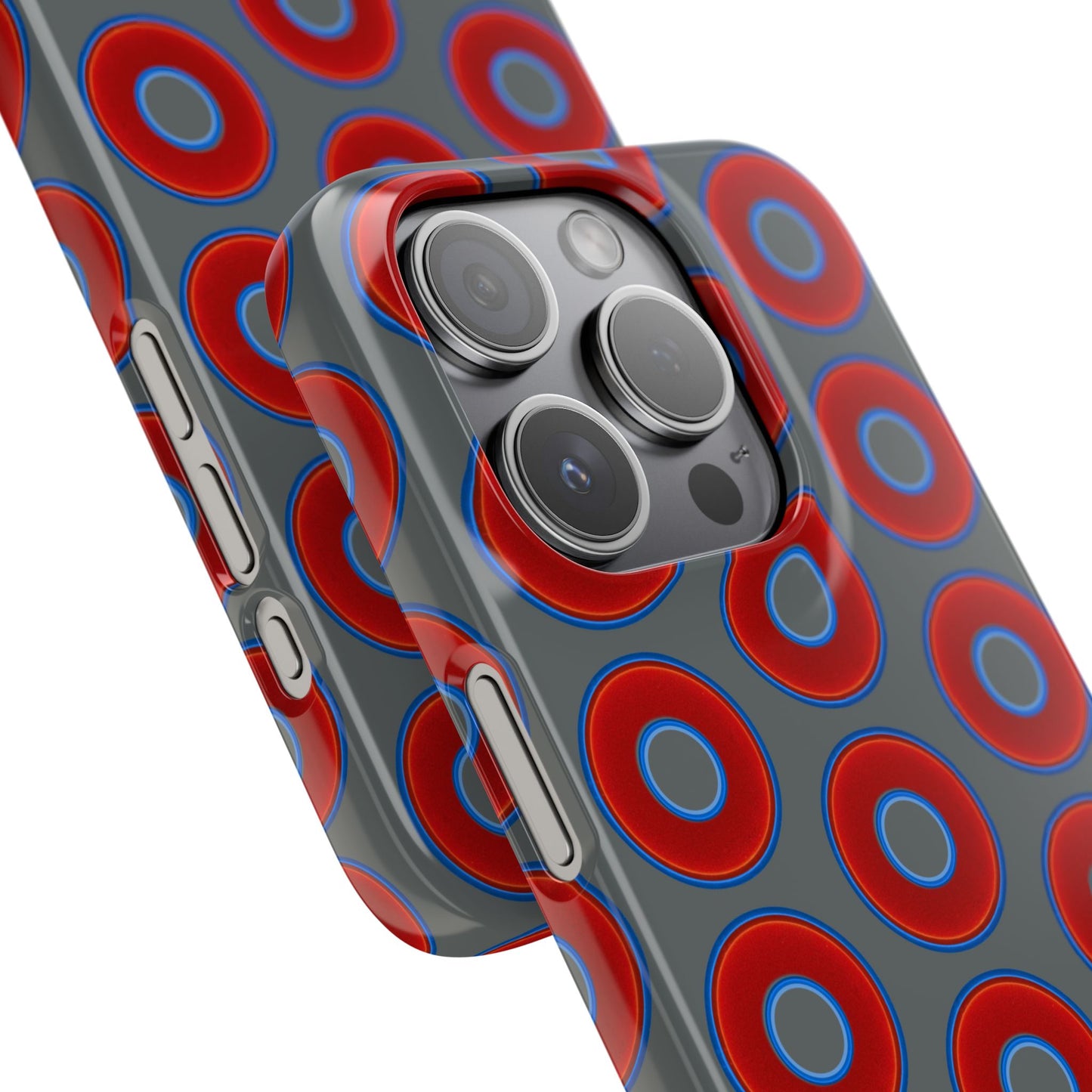 Lumpy Donut Snap Case - red vivid donut print w/dark gray background