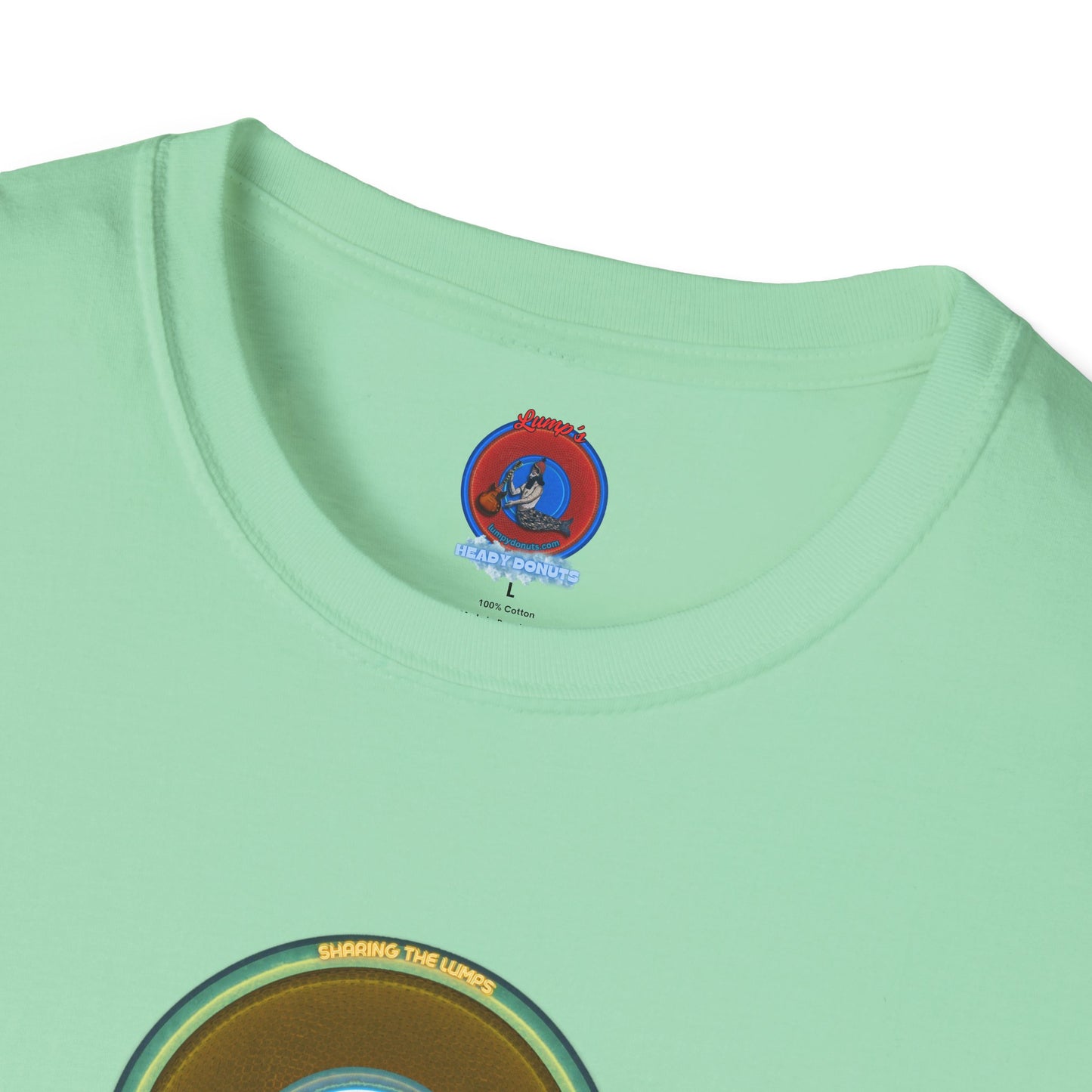Classic Donut Tee - Unisex Soft-Style - "Lumpy Collective Donut" - bronze/green lumpy donut - variant 5