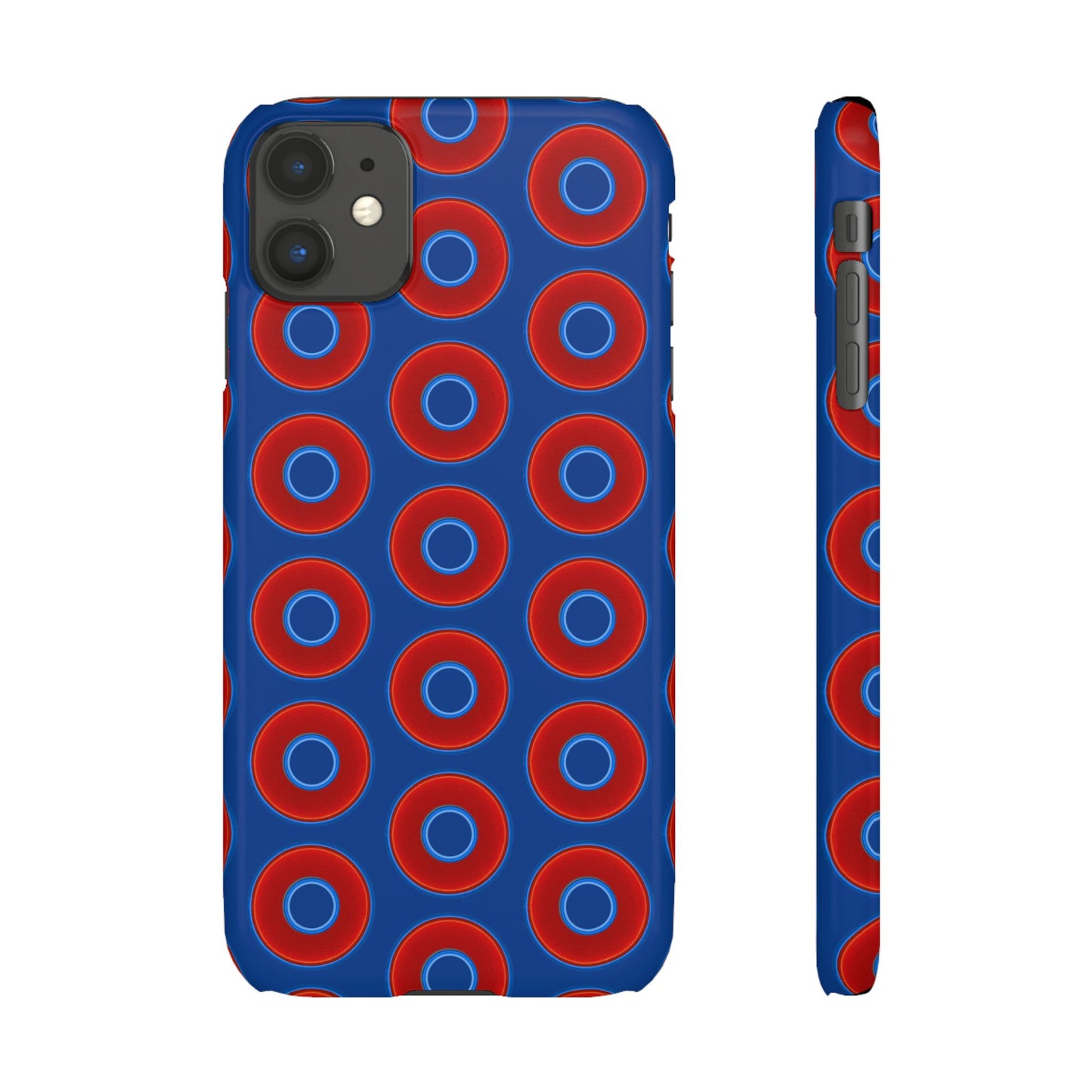 Lumpy Donut Snap Case - red vivid donut print w/dark blue background