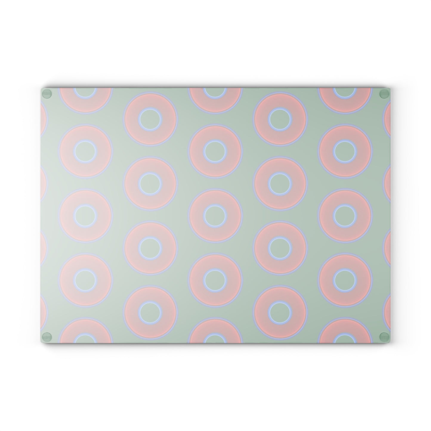 My Friend's Cutting Board - vivid red donuts w/green background